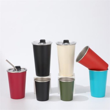 戶外304不銹鋼保溫杯雙飲吸管杯便攜式戶外露營大容量咖啡杯批發