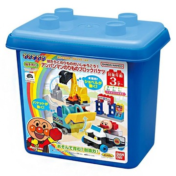 ANPANMAN 麵包超人 工作車大集合 麵包超人交通工具積木桶  混和顏色  1套