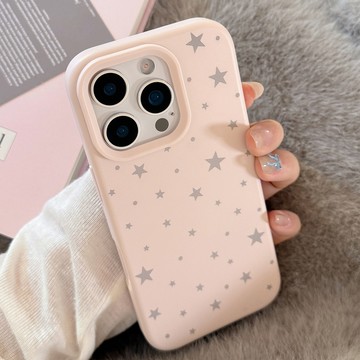lulu|粉色滿屏星星液態硅膠手機殼 適用於iphone16手機殼 蘋果13/14pro殼