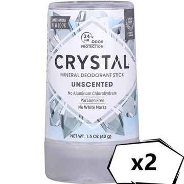 美國 Crystal 礦物長效淨味體香棒(無香40g)*2