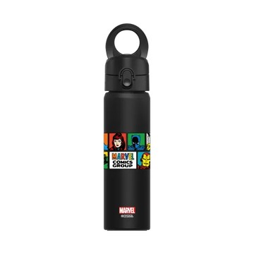 磁吸水壺 AquaStand 不鏽鋼 700cc - 附吸管 黑 - 迪士尼-漫威 Marvel - 漫威英雄-漫畫風格