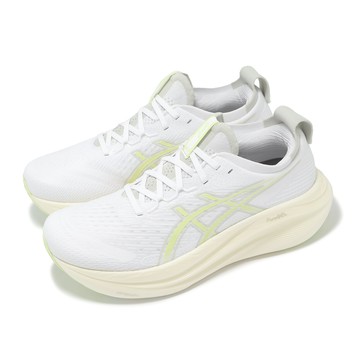 [ACS] Asics 慢跑鞋 GEL-Nimbus 27 男鞋 白黃 緩衝 厚底 針織 運動鞋 亞瑟士 1011B958101
