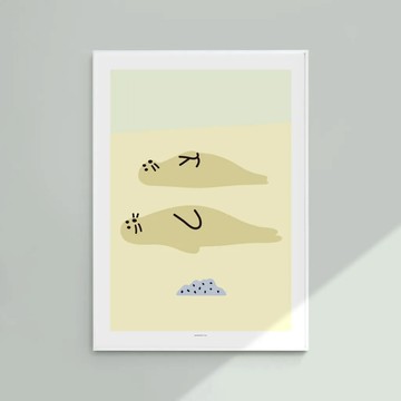 韓國 WARMGREY TAIL 插畫海報 慵懶海獺 - 30x40cm