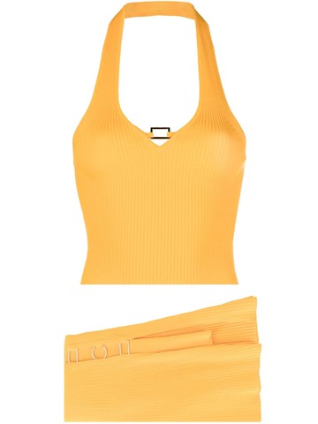 SANDRO - knitted two-piece set - women - Polyamide/Polyamide/Polyester/Polyester/Viscose/Viscose/Elastane/Elastane - 36 - Orange