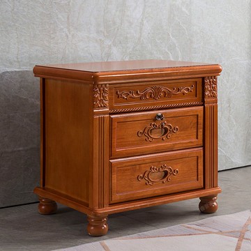 中式雕花實木床頭柜簡約現代床頭柜歐式臥室床邊收納儲物柜