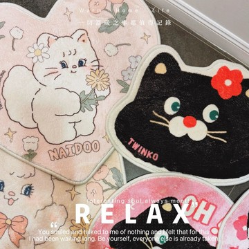 Twinko💗[HM237]可可愛愛的小地毯們/絨毛地墊/兔茸茸奶豆/幸運黑貓