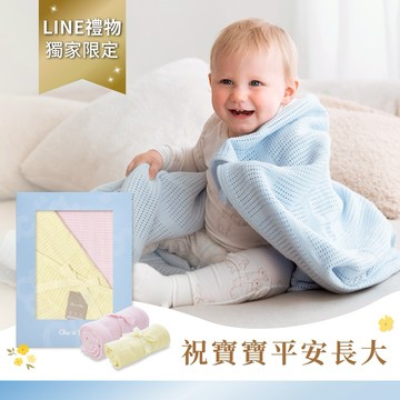 ⭐快速出貨⭐【奇哥】純棉洞洞毯禮盒-1大+1小 (2色選擇) ｜【LINE禮物獨家】寶寶新生兒禮、滿月禮、彌月禮、嬰兒禮盒、附禮盒提袋