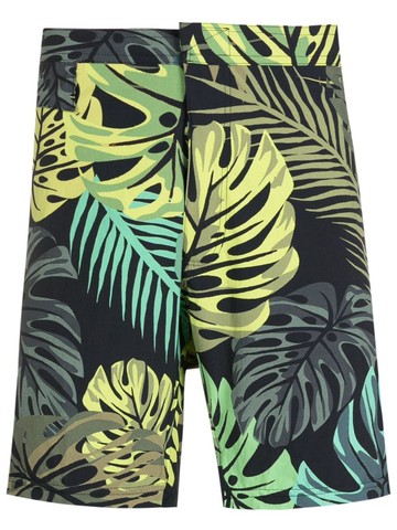 Amir Slama - leaf-print swim shorts - men - Elastane/Polyamide - P - Green