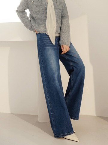 純棉丹寧刷色直筒牛仔褲