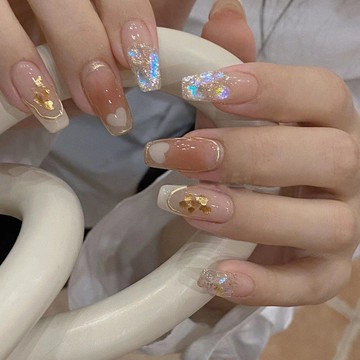 🎀Hannah🎀新年優選純手工光療美甲秋冬穿戴甲秋冬新款指甲貼法式雲母片愛心輕奢短款短款2026新款上新