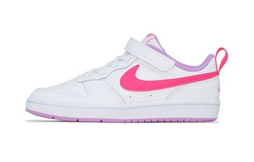NIKE COURT BOROUGH LOW 2 WHITE FUCHSIA GLOW PS