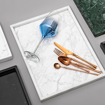 現代簡約大理石收納盤客廳酒柜輕奢托盤套裝創意餐廳西點盤水果盤