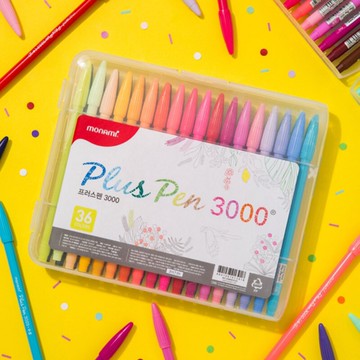 慕娜美monami纖維筆水性筆彩色筆中性筆慕那美3000韓國文具水彩筆手賬勾線筆手帳筆手賬彩筆糖果色小清新36色