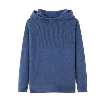 絨爵羊絨衫女加厚保暖帶帽衛衣毛衫外套2020秋冬新款針織毛衣E054