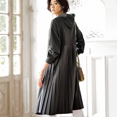 ベルーナ バックプリーツ使いフードデザインワンピース レディース 通販 Lineポイント最大get Lineショッピング