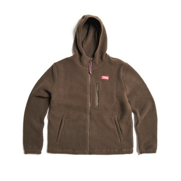 EDWIN 男款 露營系列 搖粒絨刺繡印花連帽外套 (橄欖綠) #上衣