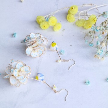 純。北緯23度的夏天-雙耳垂釣 / 樹脂搭配複合式媒材+925純銀