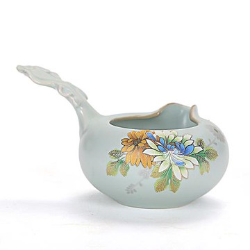 舊望格汝窯立體趴花側把公道杯 陶瓷公杯 功夫茶具茶海汝瓷分茶器