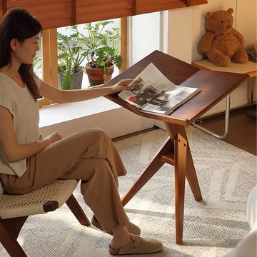 黑胡桃中復古實木閱讀書報架雜志展示法式創意琴譜架沙發邊幾落地129-SFY 公司貨