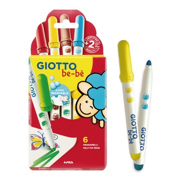 【贈品用賣場】2歲可用 GIOTTO bebe 水洗彩色筆 6色 彩色筆 點點筆 蠟筆 畫筆 官方旗艦