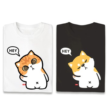 JZ TEE 柴犬&貓咪HEY 印花短袖T恤