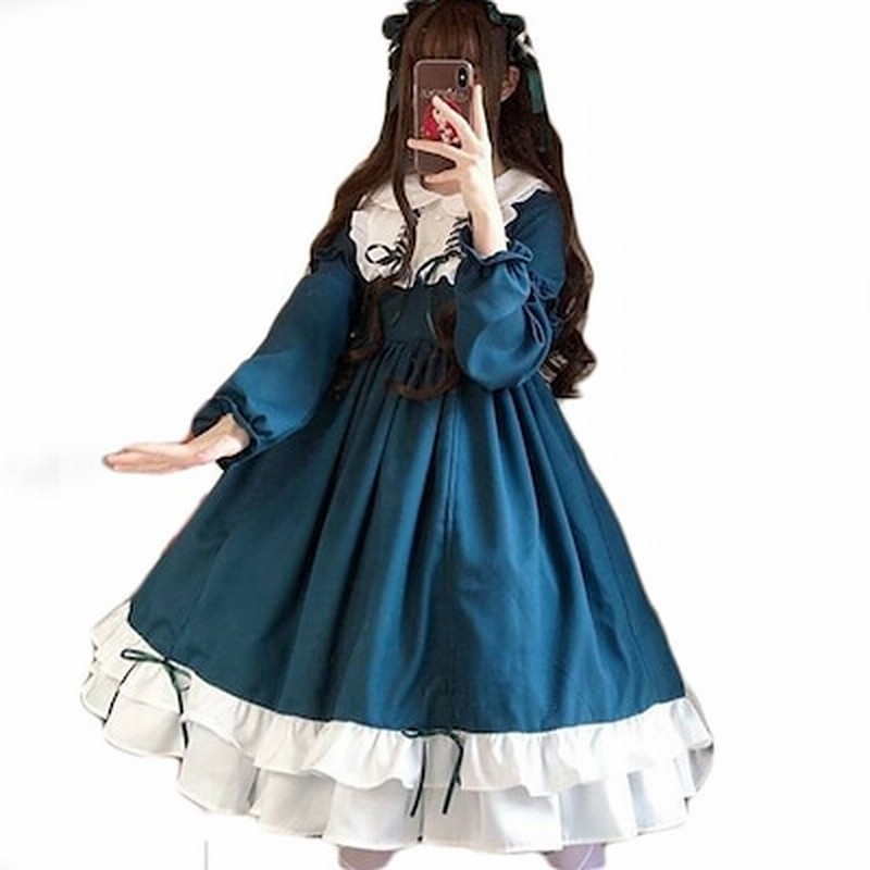 ゴスロリ ロリータ ワンピース病み可愛い 長袖 コスプレ 衣装 森ガールワンピース 学院風 お嬢様 地雷系 通販 Lineポイント最大1 0 Get Lineショッピング
