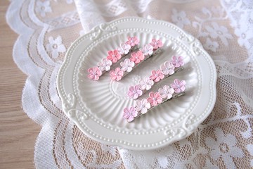 紫式- 櫻花髮夾 細工花布花 -