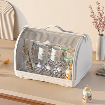 雲朵小屋手提式奶瓶收納瀝水箱-多色可選 奶白