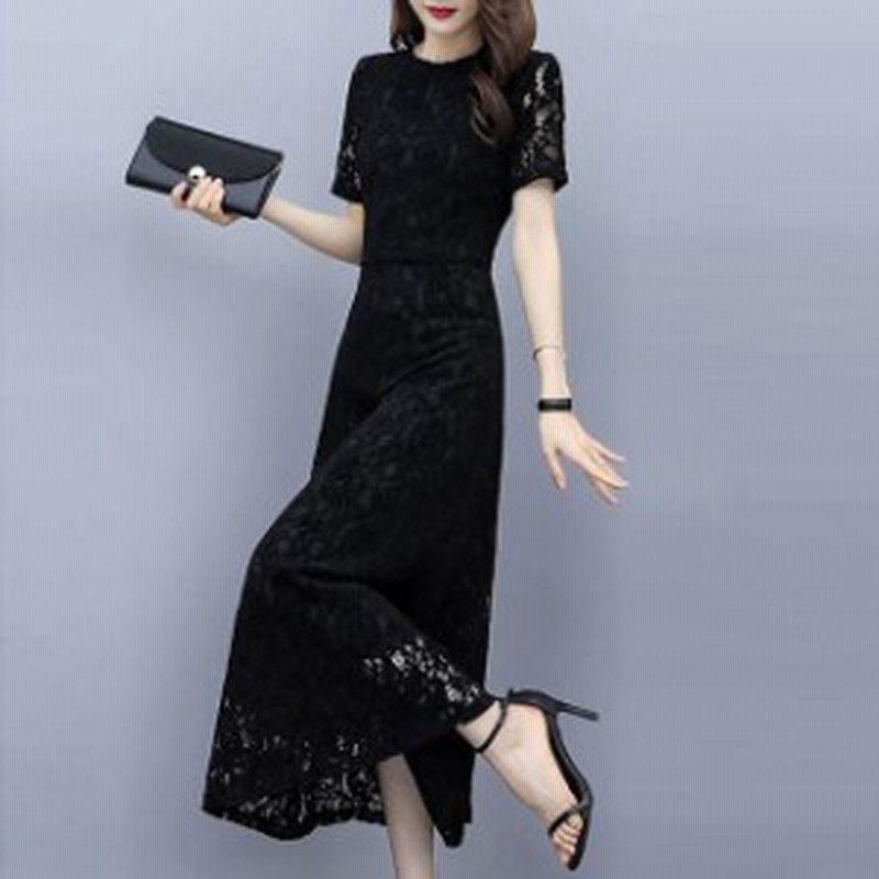 花柄レース 結婚式 ロング丈 レースワンピース ロングワンピース 透け パーティードレス 総レース ラウンドネック ワンピース 半袖 40代 通販 Lineポイント最大1 0 Get Lineショッピング