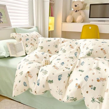 LoveCity 寢城之戀 200織100%純棉 床包枕套組 台灣製  雙人  漫遊恐龍