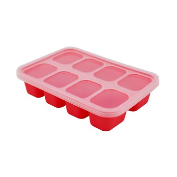 MARCUS＆MARCUS - 動物樂園造型矽膠副食品分裝保存盒-8格30ml-紅