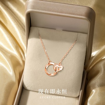 鑲嵌施華洛世奇鋯999純銀莫比烏斯環項鏈女銀520情人節禮物送女友