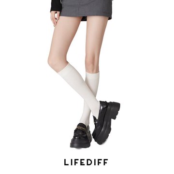 壓力顯瘦小腿襪薄款女長筒純色瘦腿春秋款白色JK襪子棉搭配小皮鞋