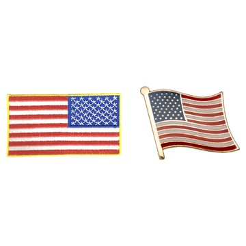 A-ONE 匯旺 美國國旗刺繡徽章 + 國旗別針套裝  NO.034A  1組