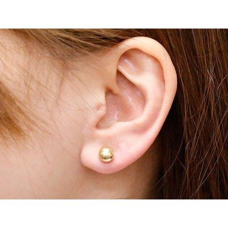 18金ピアス メンズ 片耳ピアス キャッチのいらないピアス 丸玉 ...