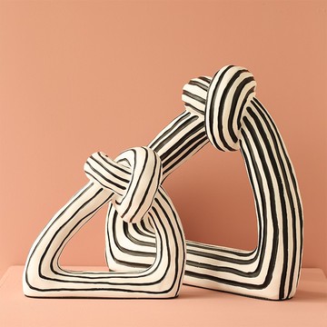 條紋三角擺件創意簡約客廳輕奢玄關軟裝辦公桌禮物房間裝飾品