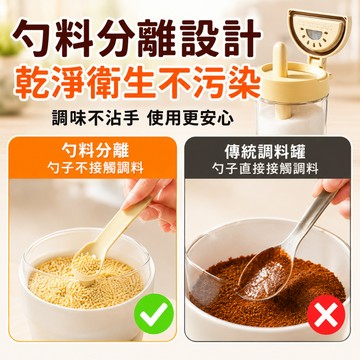 加大玻璃材質🔥 圓球調料盒 調料收納盒 多功能調料盒 密封防潮套裝調味盒 自帶勺倉 廚房收納 味精 鹽罐 組閤裝調料瓶
