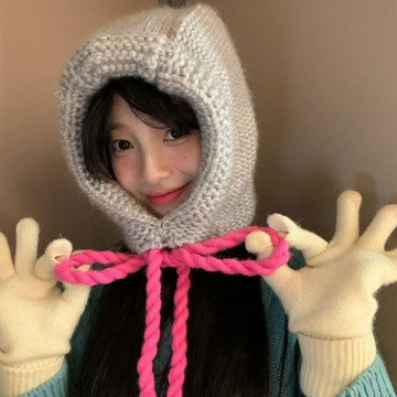 新款巴拉克拉法帽子女秋冬季加厚保暖針織毛線帽顯臉小護耳套頭帽