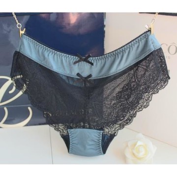 歐美簡約自然女款內褲女性感誘惑爽滑蕾絲內褲女低腰三角褲純棉襠