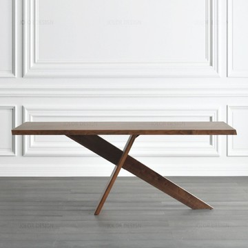 免運 快速發貨北美黑胡桃木餐桌設計師原木長方形工作臺書桌藝術簡約實木長桌