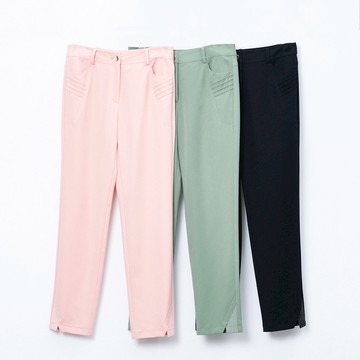 CLL巧玲瓏 兩側質感壓褶休閒長褲(黑) 2811102