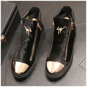 套腳男鞋秋冬加絨保暖休閑高幫鞋潮流時尚個性馬丁靴爆款潮牌鞋子