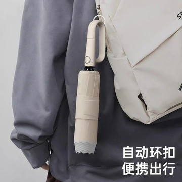 【臺灣出貨 免運】抗風遮陽傘黑膠環扣全自動雨傘加大號加厚男女晴雨車載防紫外線傘