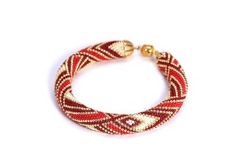 紅珠鉤針手鍊種子珠飾品串珠手鍊時尚飾品