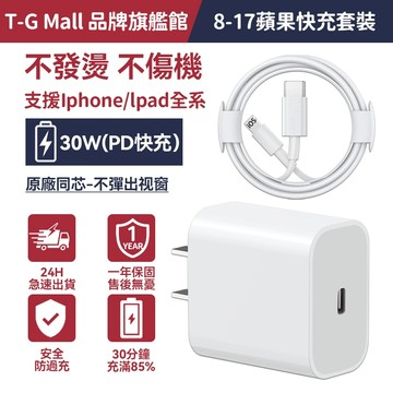 【台中現貨】30W PD快充頭 i8-17充電頭 豆腐頭 充電器 快充頭 蘋果充電頭 適用iphone17 蘋果套裝充電