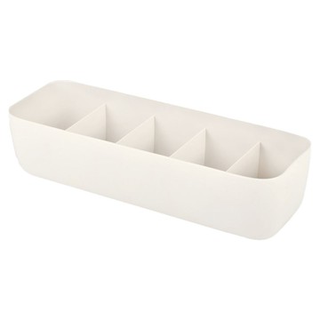 Life+ 日式簡約多功能可堆疊分隔收納盒 5格 衣物/內衣褲/襪子 PP材質  27 x 8.8 x 6.5cm  白色  1個