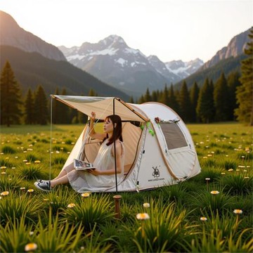 徽羚羊速開全自動帳篷戶外便攜式折疊露營野營過夜房車加厚涂銀