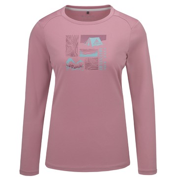 女款循環長袖排汗T恤(A6TS2537WC霧粉/經典百搭/快乾排汗)