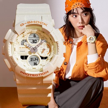 CASIO 卡西歐 G-SHOCK WOMEN 霧面橘色點綴 雙顯錶 GMA-S140-7A