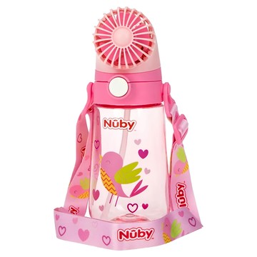 Nuby 風扇涼涼晶透杯 背帶配件組  粉色  560ml  1個